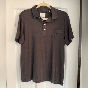 Billy Reid Cotton Linen Polo | Charcoal | Medium
